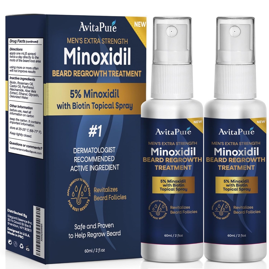 Minoxidil Beard Growth Oil: Minoxidil para homens Barba infundida com biotina, força extra Minoxidil 5% Beard Growth Serum para crescer Barba e bigode rápido