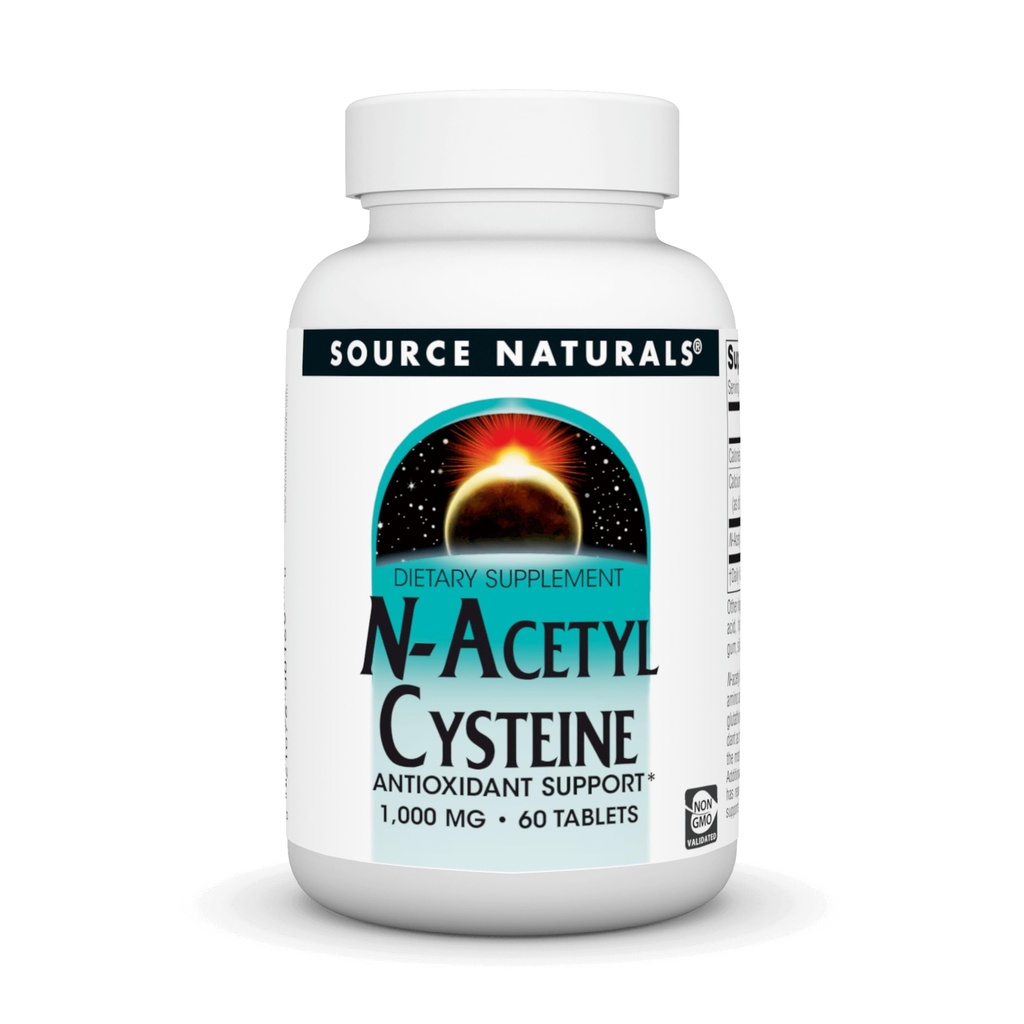 Fonte Naturals N-Acetil Cysteine Antioxidant Support 1000 mg Suplemento dietético que suporta a saúde respiratória* - 60 Comprimidos