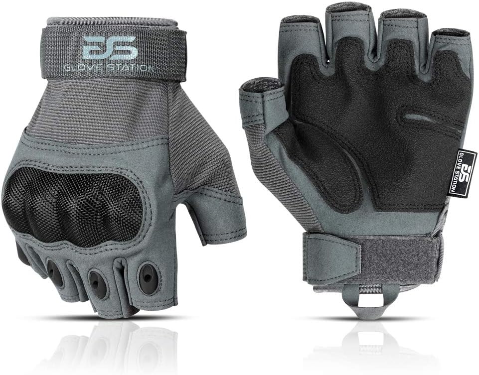 Estação de luvas - Luvas táticas sem dedos Knuckle para homens - Luvas de motocicleta para tiro tático, Airsoft, Caça, Polícia e Caminhadas