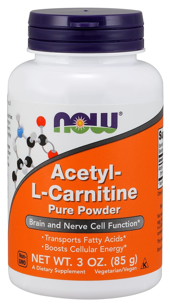 Now Foods Supplements, ALC (Acetil-L-Carnitina) Powder, Brain and Nerve Cell Function*, 3-Ount