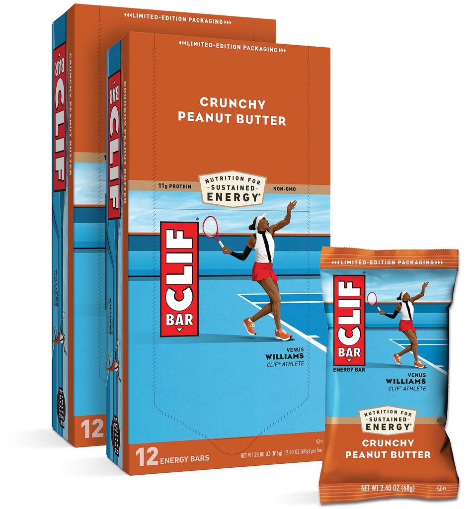 CLIF BARS - Barras de Energia - Manteiga de Amendoim Crunchy - Fabricado com Aveia Orgânica - Comida Baseada em Plantas - Vegetariana - Kosher (2,4 Barras de Proteína de Onça, 24 Contagem)