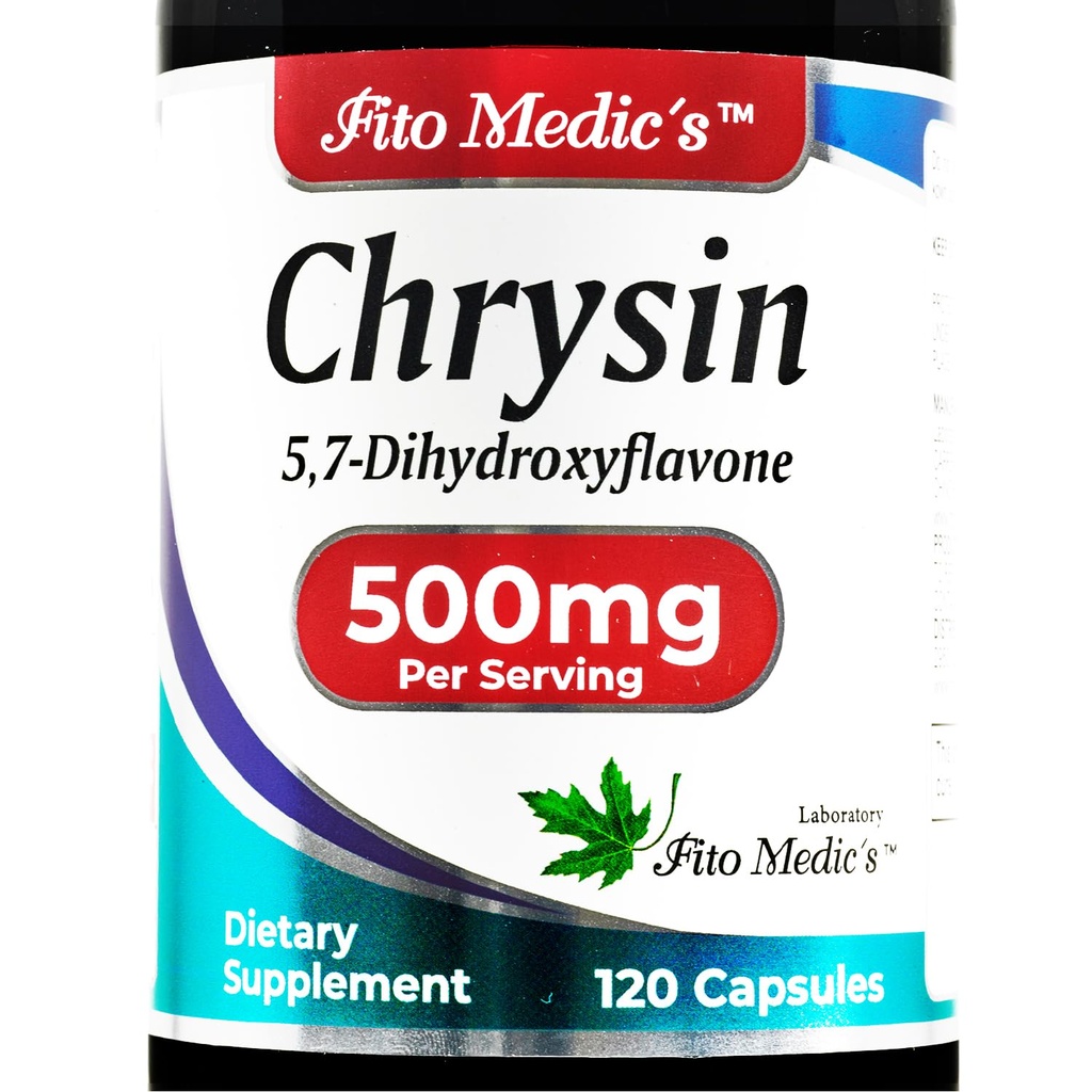 FITO MEDIC'S - Chrysin - 500mg- com - Passion Flower - 120 Cápsulas, Ultra alta Absorção s.
