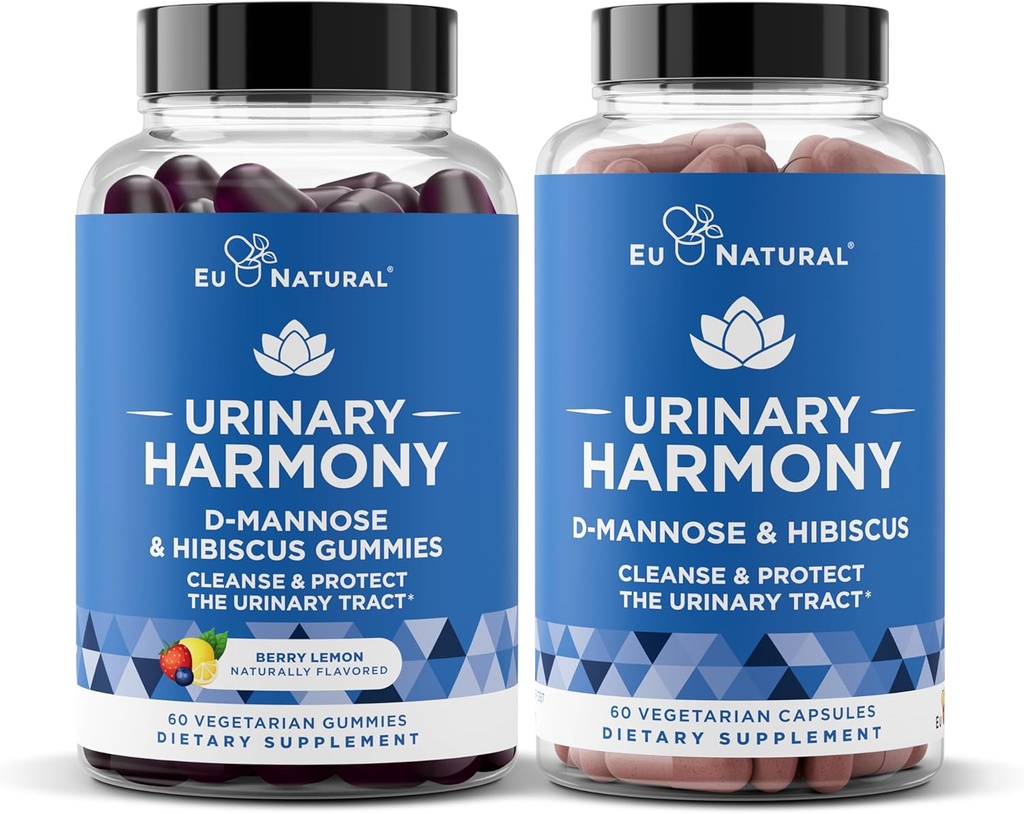 Cápsulas de Harmonia Urinária e Gummies Bundle - Urinary Tract Health for Women - D-Mannose & Hibiscus Cleanse, Flush & Protect The Urinary System
