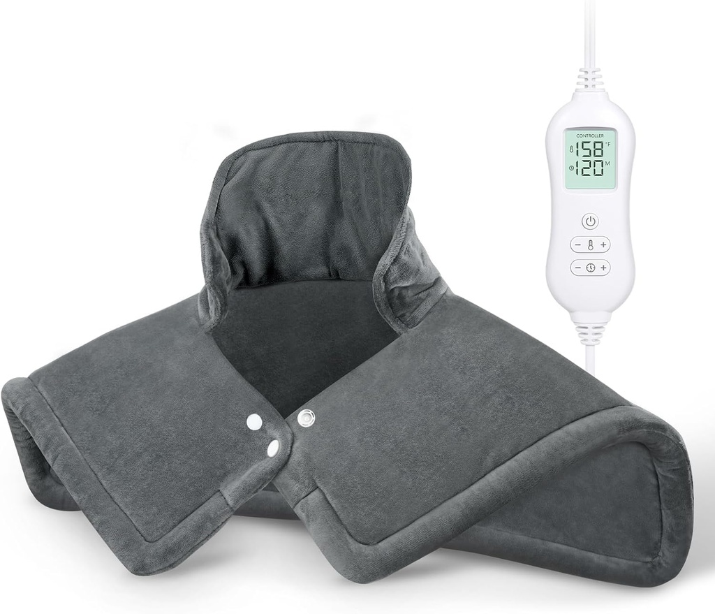 NOWWISH Heating Pad for Neck and Shoulders Pain Alief, 2lb Heighted Electric Neck Heating Pad com 10 níveis de calor e Auto Shut Off, Grande Embrulho Aquecimento, Presentes de Aniversário para Mulheres Homens, 17 "x23", cinza