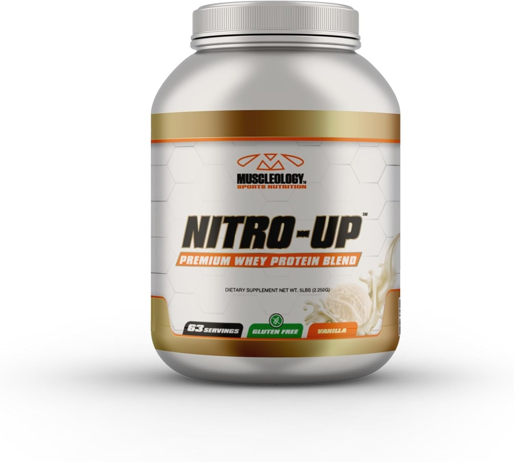 MUSCLEOLOGIA Proteína de isolato de soro hidrolisada nitro-Up, infundida com BCAAs, EAAs e Enzimas Digestivas (Vanilla, 5 Libras)