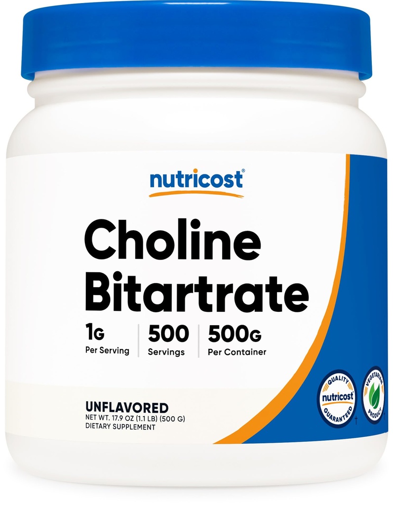 Nutricost puro cholino bitartarato de pó 500 gramas