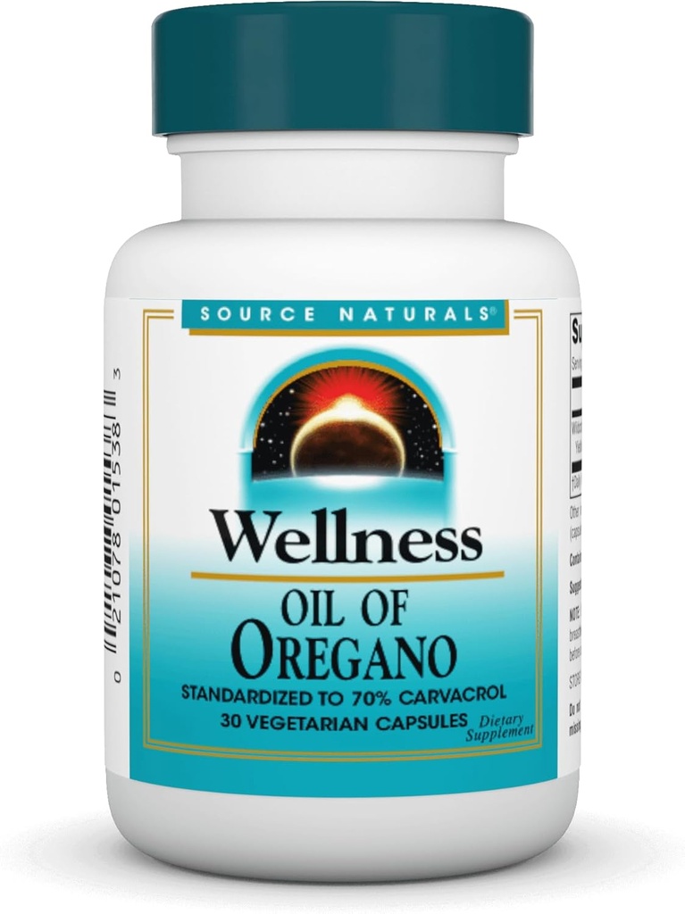 Fonte Naturals Wellness Óleo de Orégano - padronizado a 70% Carvacrol - 30 Cápsulas Vegetarianas