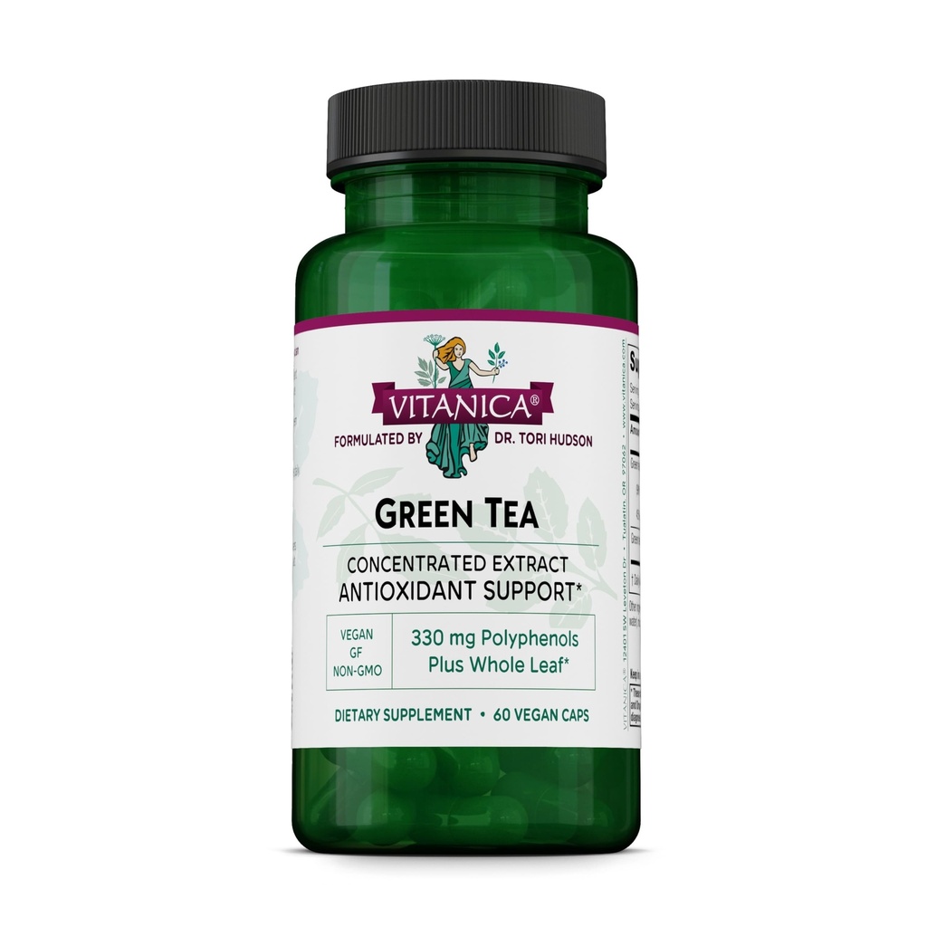 Vitanica Green Tea Extract Suplemento 330mg, 45% EGCG, 98% Polifenóis e 80% Catechins, Antioxidante de energia e Imune Suporte, Vegan, 60 Cápsulas