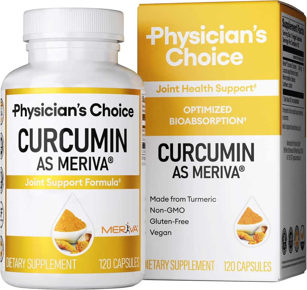 ESCOLHA DO Médico Curcumina Meriva 500 - Clinicamente Estudou - Melhor Absorção do que Suplementos de Curcumina Turmérica Ordinária - Apoio Conjunto Pesquisado Científicamente - 120 Cápsulas