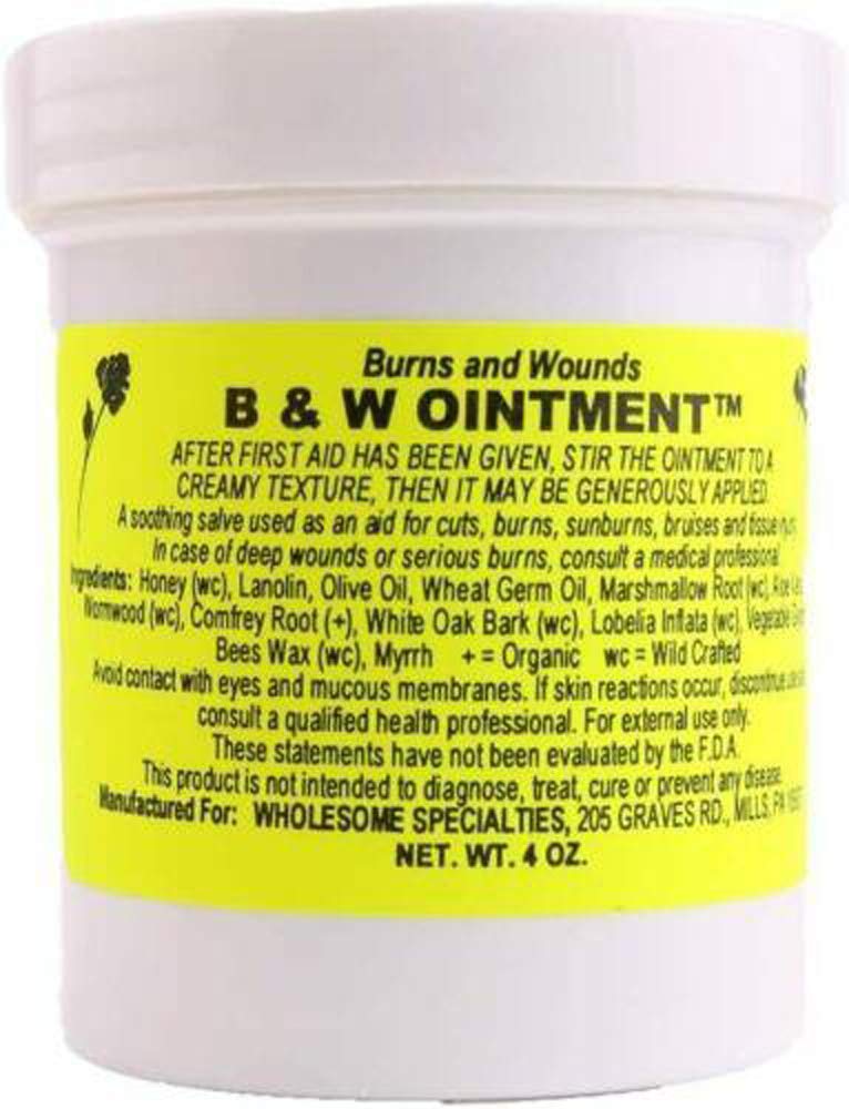Konvalia Naturals B&W Pomada - Pomada de queimaduras e feridas - Amish Made Burn Salve - 100% Natural Burn Cream (Novo rótulo) - 4 onças