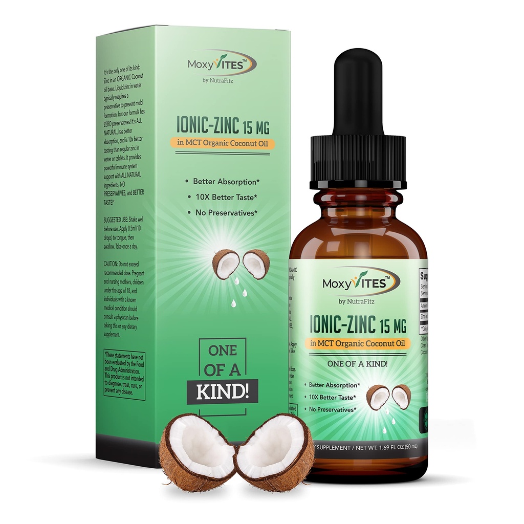 Suplementos de zinco orgânico para crianças, Adultos - Sulfato de zinco - Suplemento de zinco líquido - Pure Ionic Zinc gotas em óleo de coco para o suporte imunológico, pele - NÃO conservativos & grande sabor - 100 serviços vegan