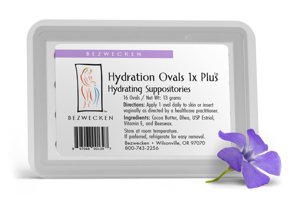 Bezwecken – Hydration Ovals 1x Plus DHEA – 16 Supositórios Oval - Mesma fórmula confiável - Formulado profissionalmente para aliviar a secura vaginal em mulheres menopausais - Seguro, Natural & Paraben Livre