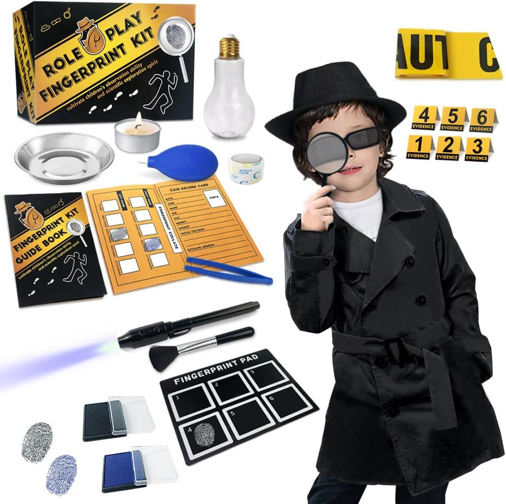 Spy Kit para crianças Detetive Outfit digital brinquedos presentes para 5 6 7 8 9 10 11 anos idade meninos meninas investigação papel jogar vestir-se traje ciência educacional secreto Finger Print Identificação