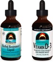 Fonte Naturals Suplementos líquidos, resistência à ervas e 2000 iu Vitamina D-3-4 oz Garrafas