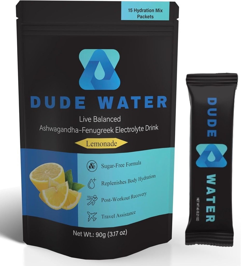 Hydration Supplement Mix - Pó de Eletrólito Infundido com Ashwagandha, Fenugreek e Vitaminas Essenciais. Reabastece a hidratação, apoia energia, saúde hormonal, força e recuperação.