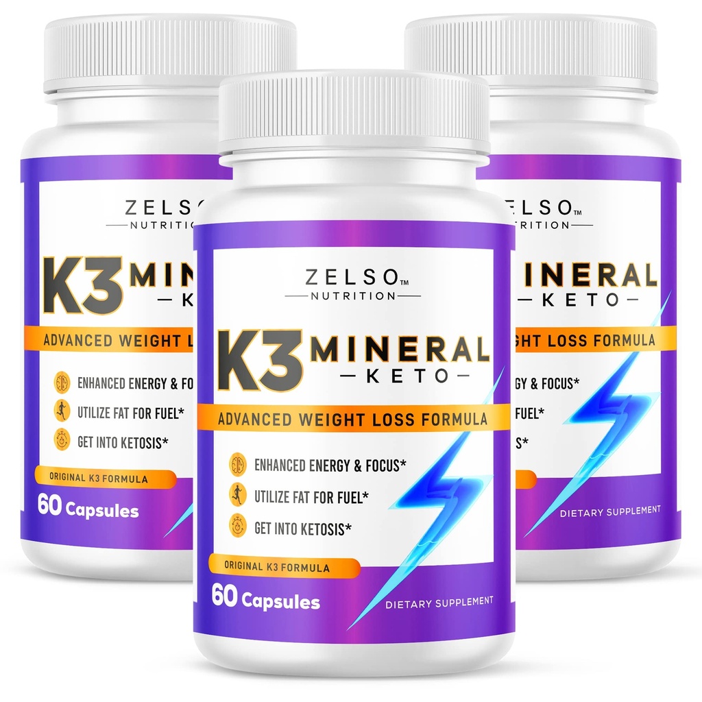 ZELSO (3 Pack) K3 Comprimidos de perda de peso mineral para mulheres e homens, K3 Comprimidos minerais - K3 Sal Mineral, Vitamina + K3 Cápsulas Suplemento para Keto Perda de peso - 3 meses de fornecimento