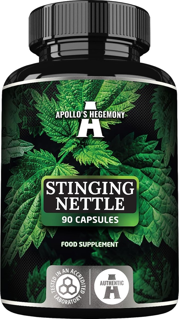 HEGEMONY da APOLLO Stinging Nettle 500 mg - Extrato de alta resistência DER 4:1, 90 Cápsulas Vegan, 3 Meses Abastecimento, Suplemento de ervas para apoiar a saúde cardiovascular