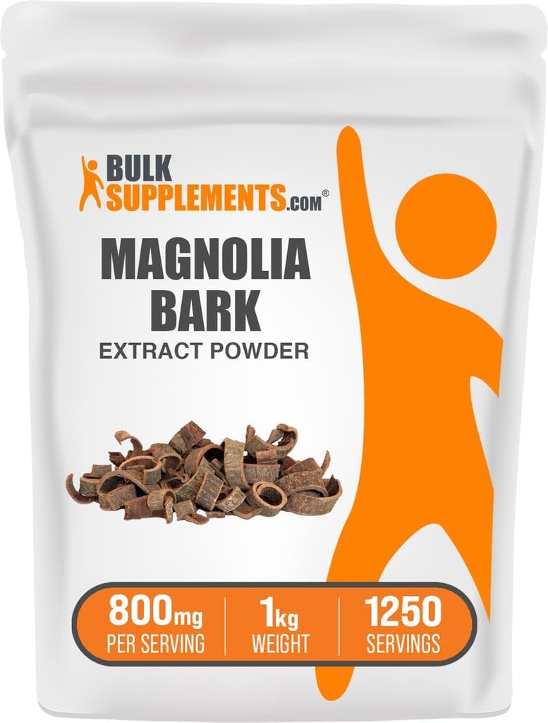 BulkSuplementos.com Magnolia Bark Extract Powder - Magnolia Officinalis, Magnolia Bark Supplement, Magnolia Extract - Gluten Free, 800mg por serviço, 1kg (2,2 lbs) (Pacote de 1)