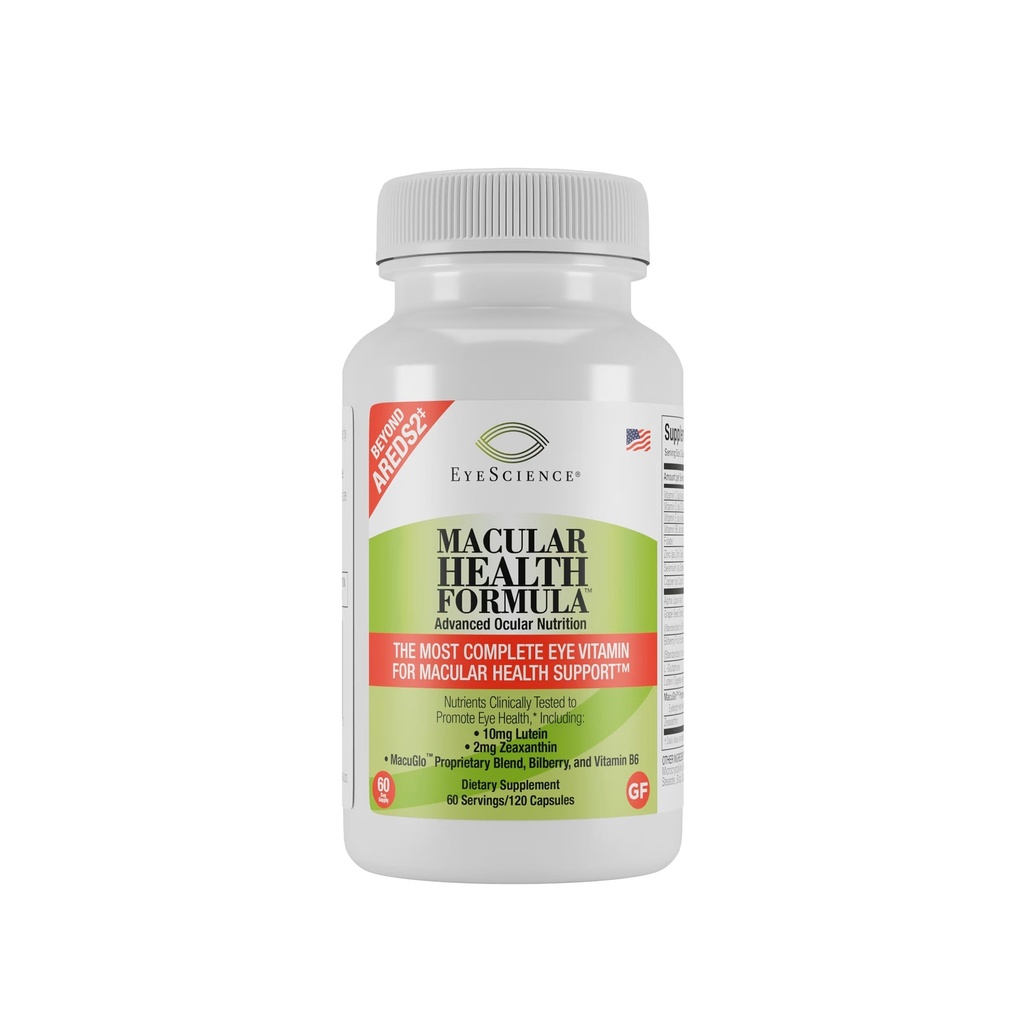 EyeScience Macular Health Beyond AREDS2 Formula, Vitamina Ocular Avançada - Contendo Lutein, Zeaxanthin, Bilberry, e Vitaminas C, D, E e B6 (Suprimento de 60 dias)