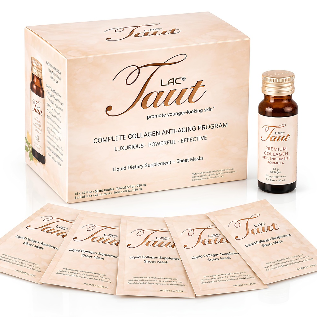 TAUT Marine Collagen Drink & Face Mask – 13.000mg Proteína de Colágeno Hidrolisado com Ácido Hialurônico para Pele Jovem e Radiante – Inclui 15 Garrafas e 5 Máscaras (fornecimento de 30 dias)