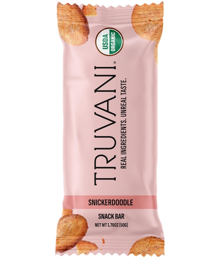 Truvani planta baseado snack bars , Snickerdoodle 1 Pacote , 5g de proteína , USDA orgânico e Vegan , , O único bar , leite, soja, e glúten grátis ,