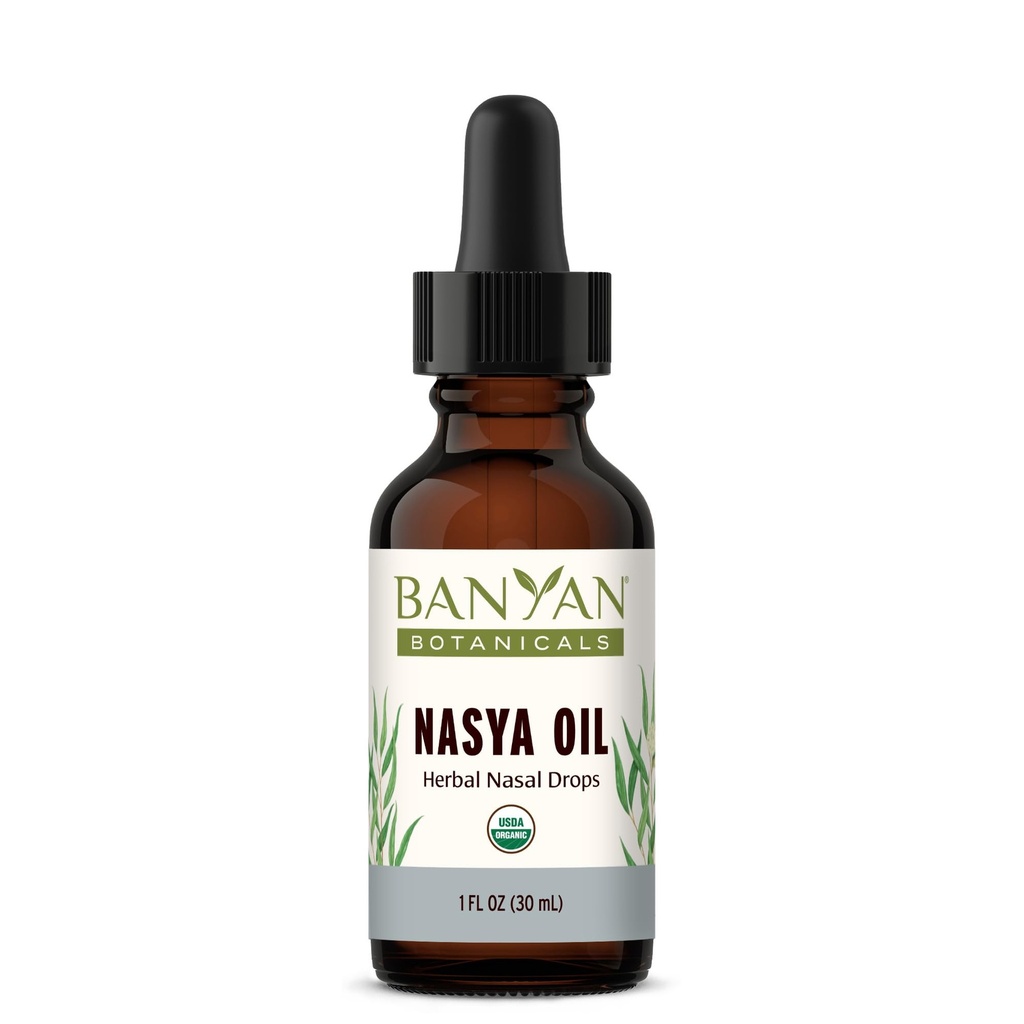 Banyan Botanicals Nasya Oil – Ervas Orgânicas Nasal Drops para respiração clara – Ayurvedic Nasal Cleaner e Nariz Hidratante * – Uma Onça Fluída – Certified Organic, Non GMO, Chemical Free