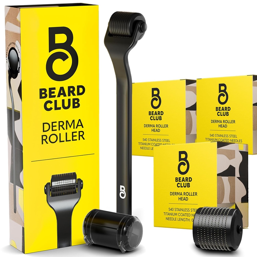 O Rolo Derma Clube de Barba, 3-Pack de Cabeças de Substituição - Rolo de Barba com Cabeças de Substituição Derma