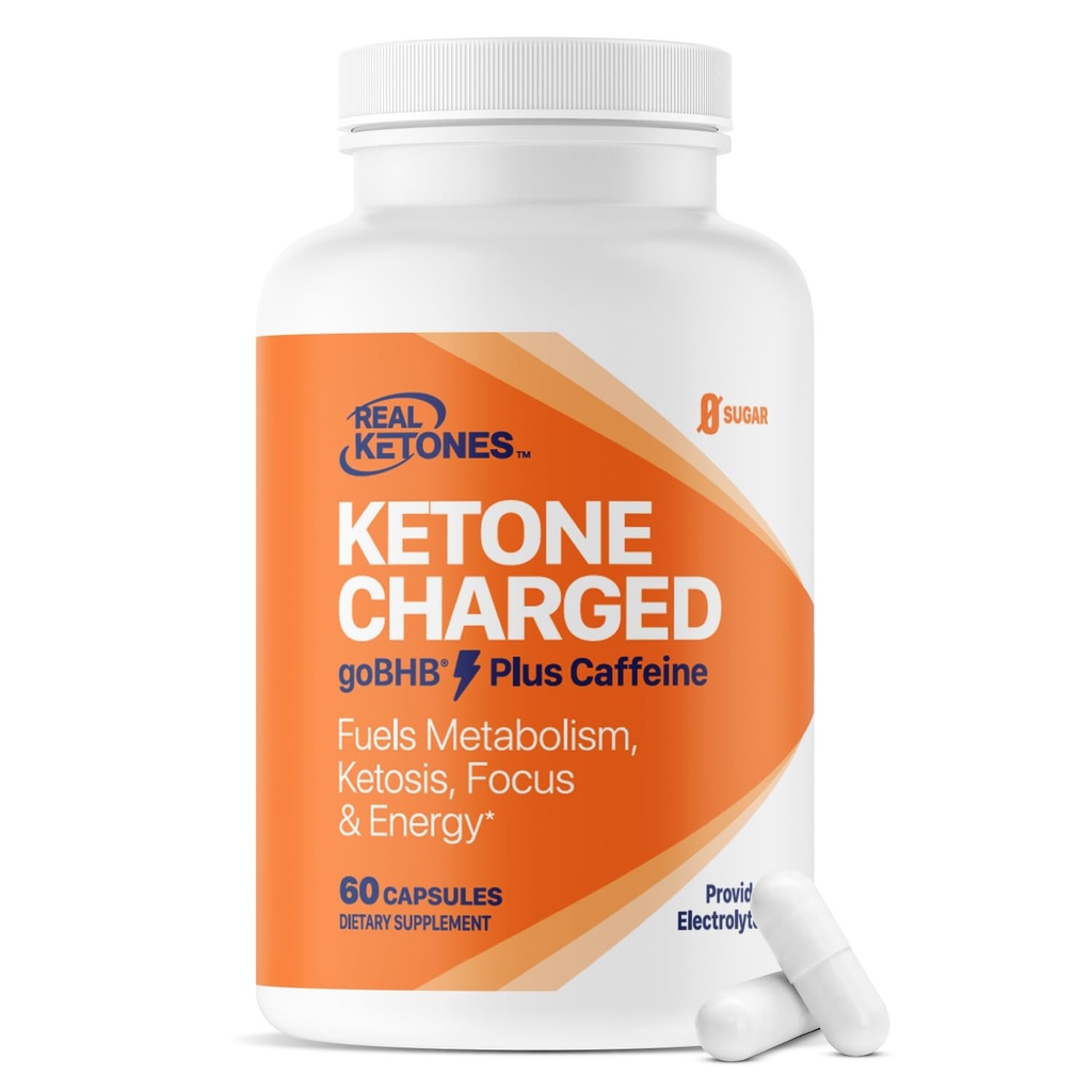 Keto BHB Salts Cápsulas - Cálcio de Sódio e Magnésio BHB Cápsulas com Cafeína e GoBB patenteado Beta-Hidroxibutirato Eletrólitos - Suplemento de Cetonas Exógenas para Foco Energético Melhorado & Ketosis