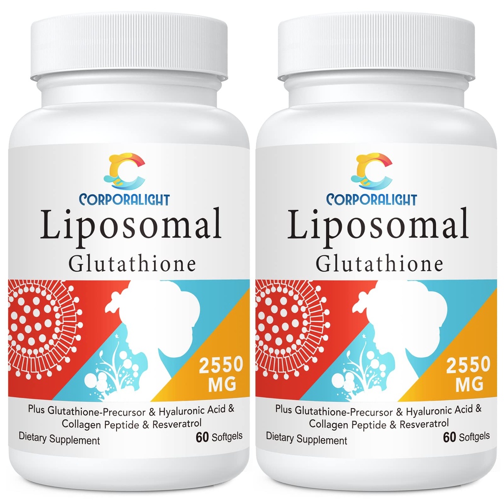Glutationa lipossómica Softgels, Absorção melhorada - Entrega lipossómica, forma ativa L-Glutationa, celular, função imunitária e detox do fígado, rico em fórmula antioxidante, sem glúten, 120 softgels