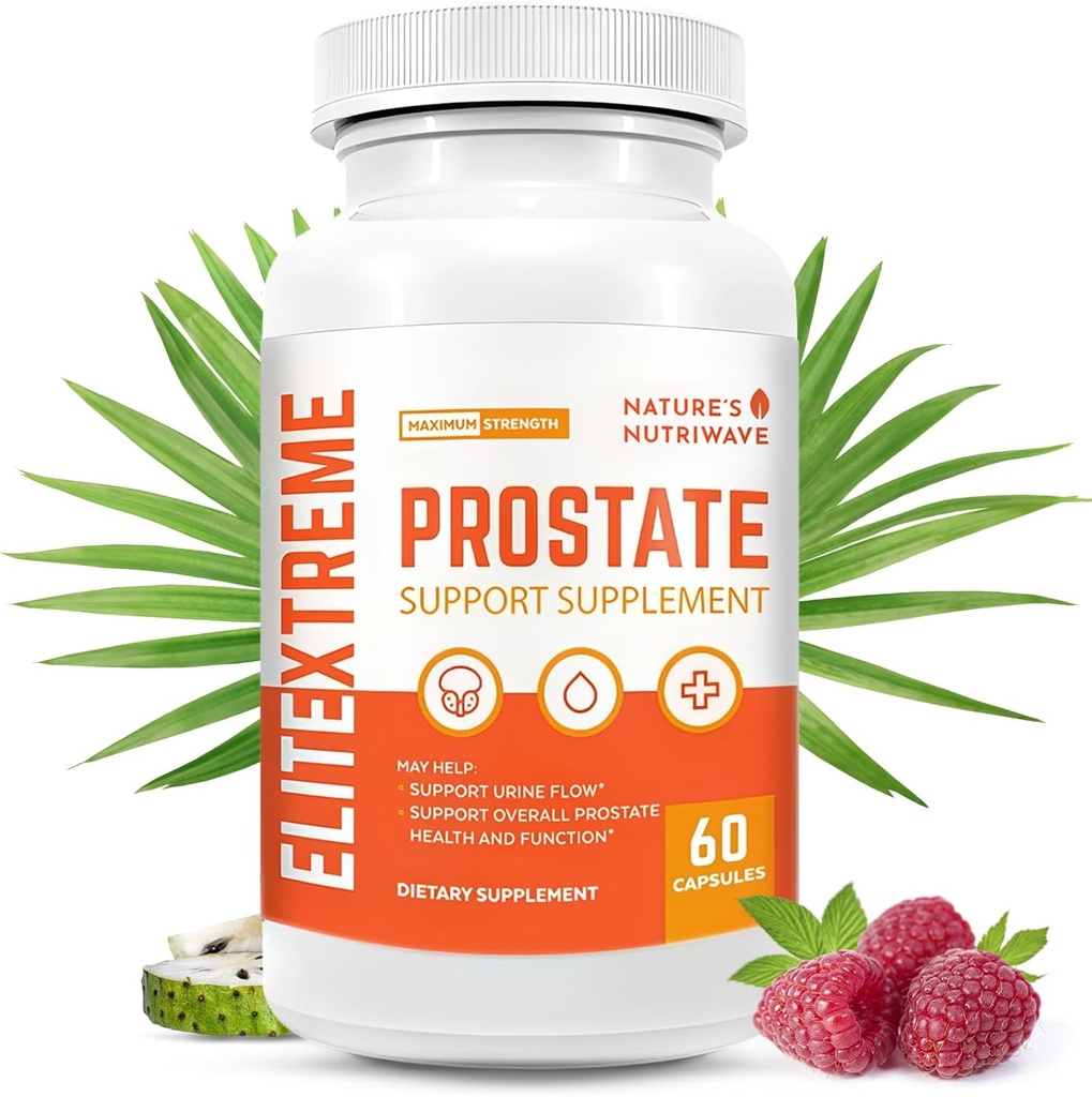 EliteXtreme Health Supplement - Fórmula Natural com Serra Palmetto, Esterols Planta, Zinco, e Vitaminas - Não-GMO, Made in USA, 60 Cápsulas, 1 Mês de Fornecimento