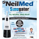 NeilMed Sinugator Pulsando sem fio Irrigador nasal (Dual Speed) com 30 pacotes pré-misturados e 3 pilhas AA - Preto (Pacote de 1)