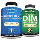 Nutrivein Premium DIM & Berberine Supplement Bundle: Berberine de alta absorção & DIM Supplement with Bioperine - for Hormonal Balance, Digestive Regularity, Metabolismo, & Global Wellness