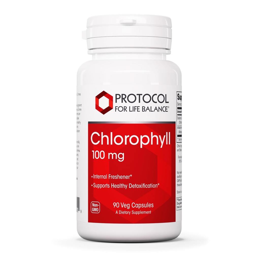 Protocolo Clorofila - Suporta Detox Cleanse, função hepática e desodorante interno* - Não-GMO & Soy Free - 90 Veg Cápsulas