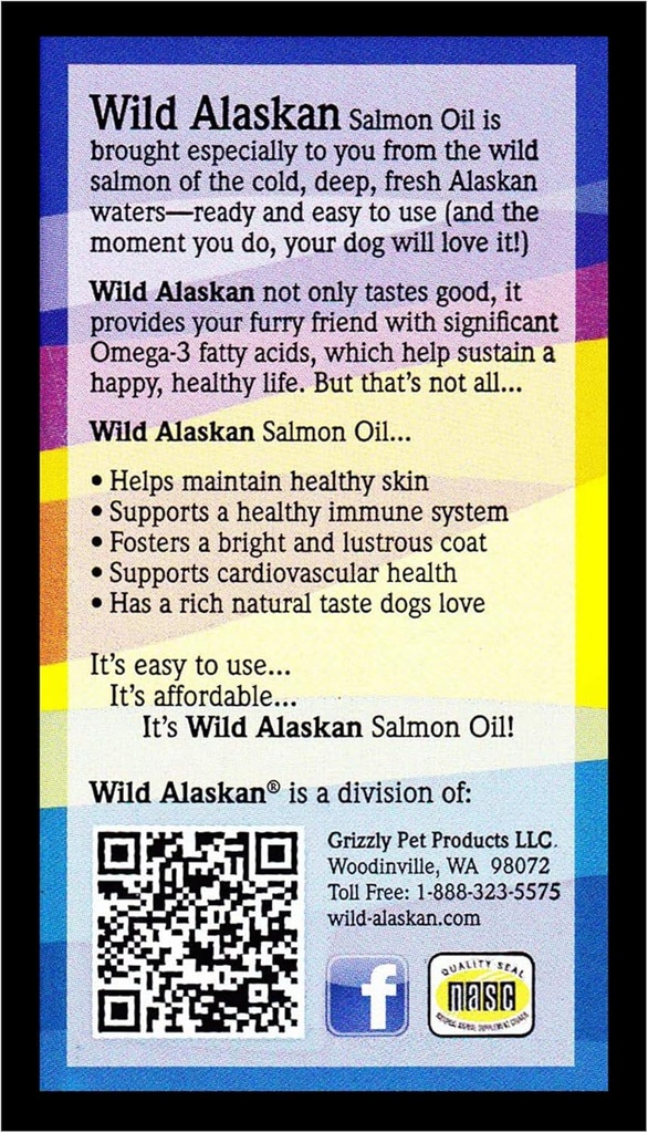 Wild Alaskan pele & casaco óleo de salmão baseado Omega-3 Suplemento para cães, 16 fl.oz.