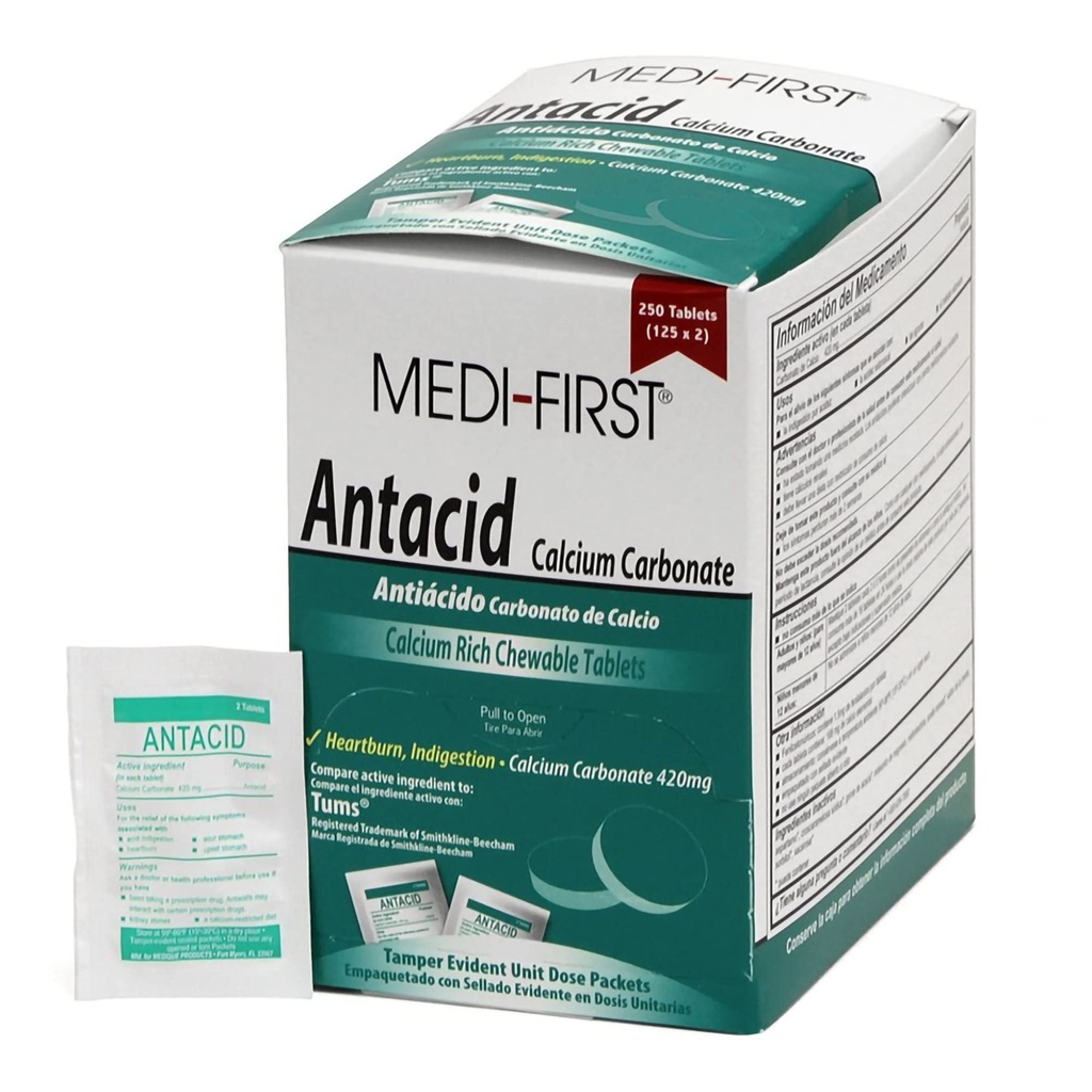 Comprimido antiácido Medi-First, 250 Ct