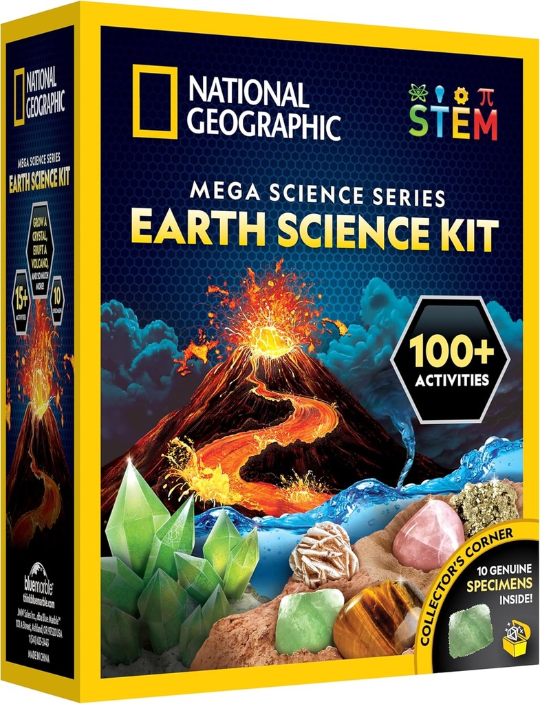 National Geographic STEM Science Kit - 15+ Experimentos, Cristal Crescendo, Kit de Vulcão, Kits de escavação e Gemstones para Crianças - Exclusivo