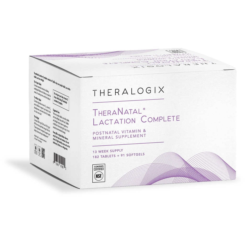 Teralogix TheraNatal Lactação Completa Suplemento Vitamina Pós-Natal - 13-Suprimento Semanal - Suplemento Amamentação para Mulheres - NSF Certificado - 182 Comprimidos e 91 Softgels
