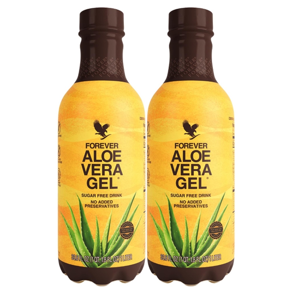 Viver para sempre Aloe Vera Gel - 99,7% Pure Inner Leaf Aloe Vera Juice - Preservative-Free - 33,8 fl oz (Pack of 2)