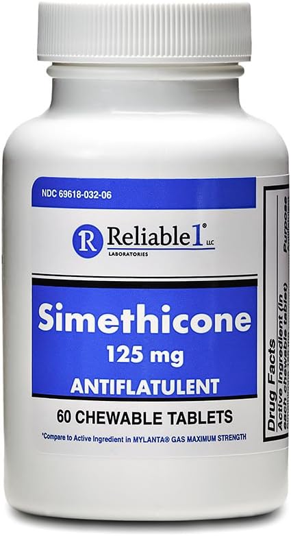 Simeticona 125 mg Anti-Gás 60 Comprimidos de hortelã-pimenta (1 frasco)