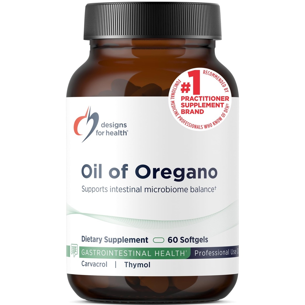 Designs para óleo de Orégano - Cápsulas de óleo de Orégano com Carvacrol altamente concentrado - Suporta limpeza intestinal - Pílulas de óleo de Orégano para suporte GI (60 Softgels)