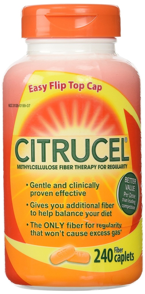 Terapia de fibra citrucel para regularidade 500 mg - 240 Caplets