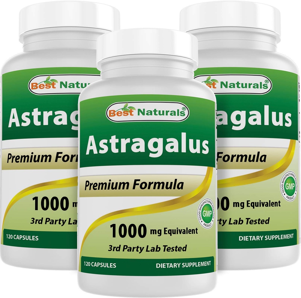 Best Naturals Astragalus Cápsula, 1000 mg, 120 Count (Pack of 3)