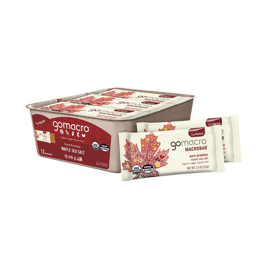 GoMacro MacroBar Orgânico Vegan Protein Bars - Maple Sea Salt (2.3 Once Bars, 12 Conde)