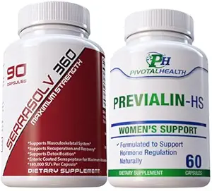 Serrraolv 360: Pacote Fibriod de força extra - Dissolver Fibroids Rapidamente (Serrasolv 360 90 Cap & Previalin 60 Cap) Também ajuda com Bloating, Desconfort e Balanceamento Hormônios