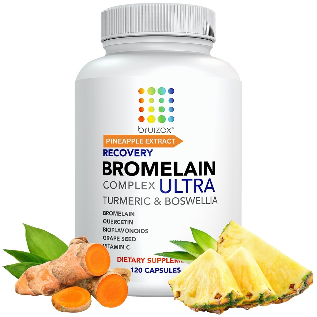 Bruizex Ultra Bromelain e Quercetin Bruising Alief Supplement, 120 Cápsulas (Skin, Trauma Recovery and Swelling Surgery Supplements)