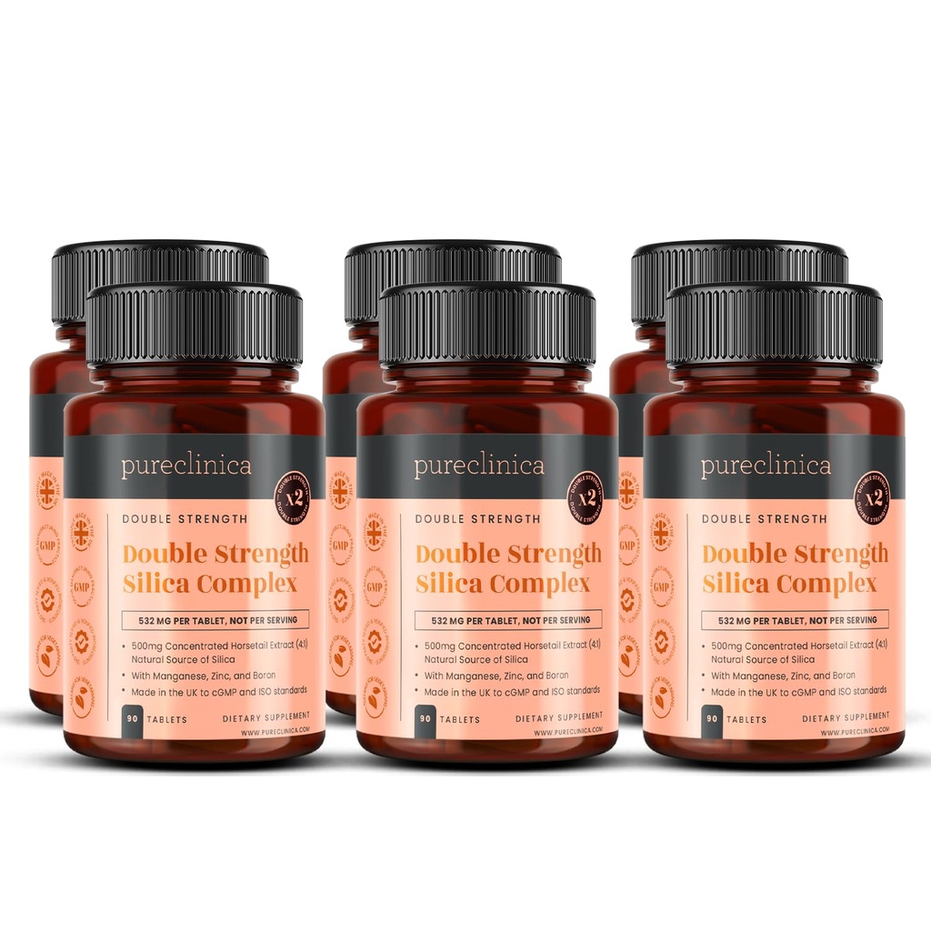 Complexo de Sílica de dupla resistência – Fornecimento de 18 meses! (2000mg Horsetail Extract x 540 Comprimidos(6 Garrafas de 90))