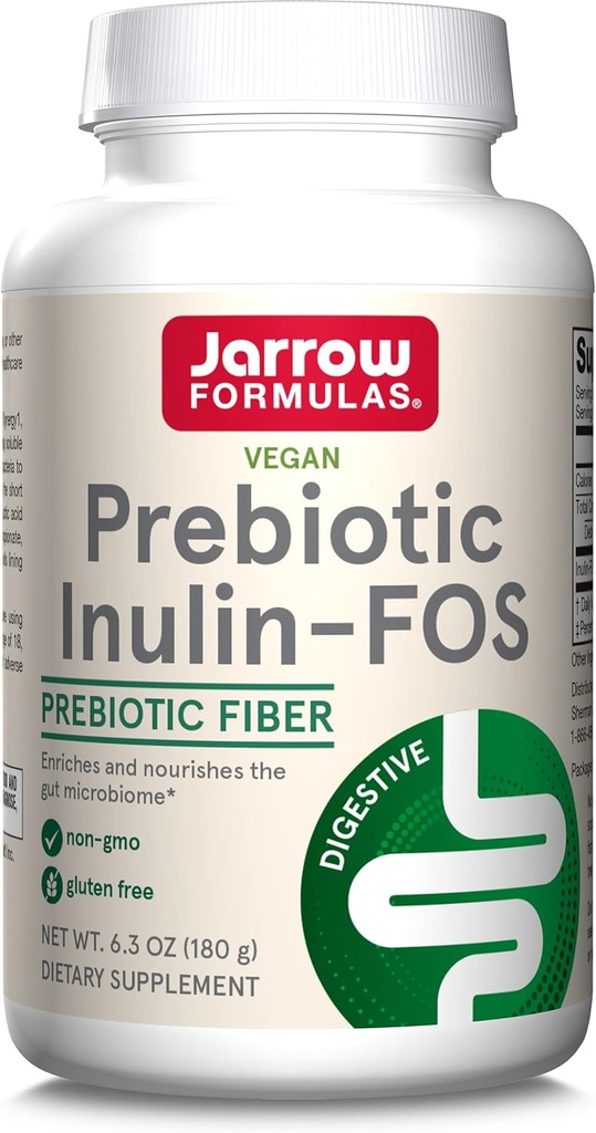 Jarrow Formulas® Prebiótico Inulina FOS Prebiótico Suplemento de fibra, 6.3 Oz, Prebióticos para Gut Saúde e Suporte Digestivo, Aprox. 47 Servimentos