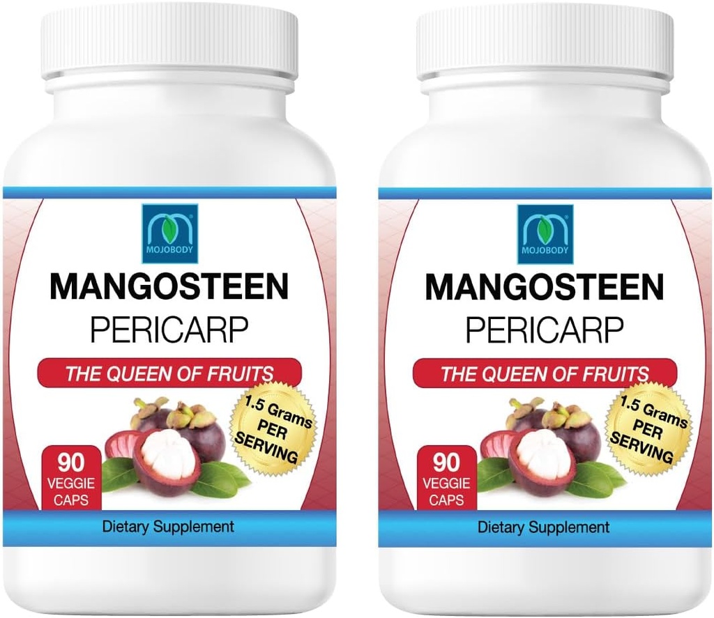 Gelo Mangosteen Pericarp Cápsulas 2PK, 1,5 Grams por serviço, 90 Cápsulas Veggie por frasco, Xanthone Rich