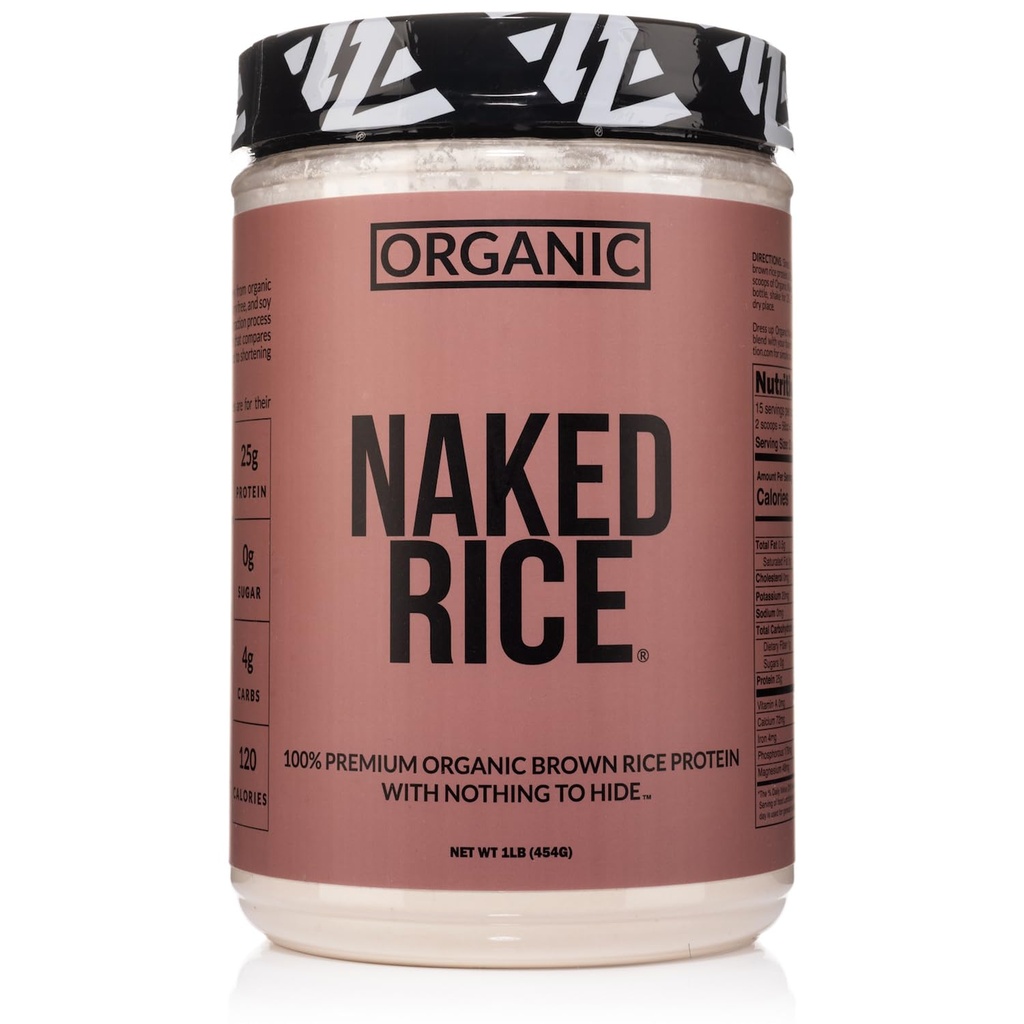 Arroz nu 1Lb - Orgânico Brown arroz proteína em pó - Vegan proteína em pó, OGM grátis, sem glúten e soja livre. Proteína baseada em plantas, Nenhum Ingredientes Artificiais - 15 Servings