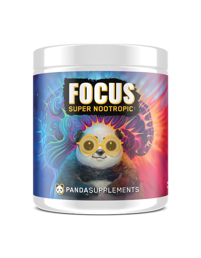 Subterrânea Bio Labs Panda Supps Focus Super Nootrópico 3.0, Energia, Clarity, Mood, Criatividade,Visão, 300MG Alpha GPC,1.5G L-Tirosina, Lions Mane, AstraGinTM (30 Servings) (Peach Mango 3.0)